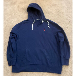 Polo Ralph Lauren Hoodie Sweatshirt Blue Mens Red Pony Size XXL